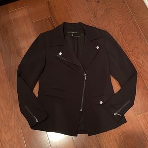 Whbm womens 8 Moto jacket blazer gunmetal zipper black
